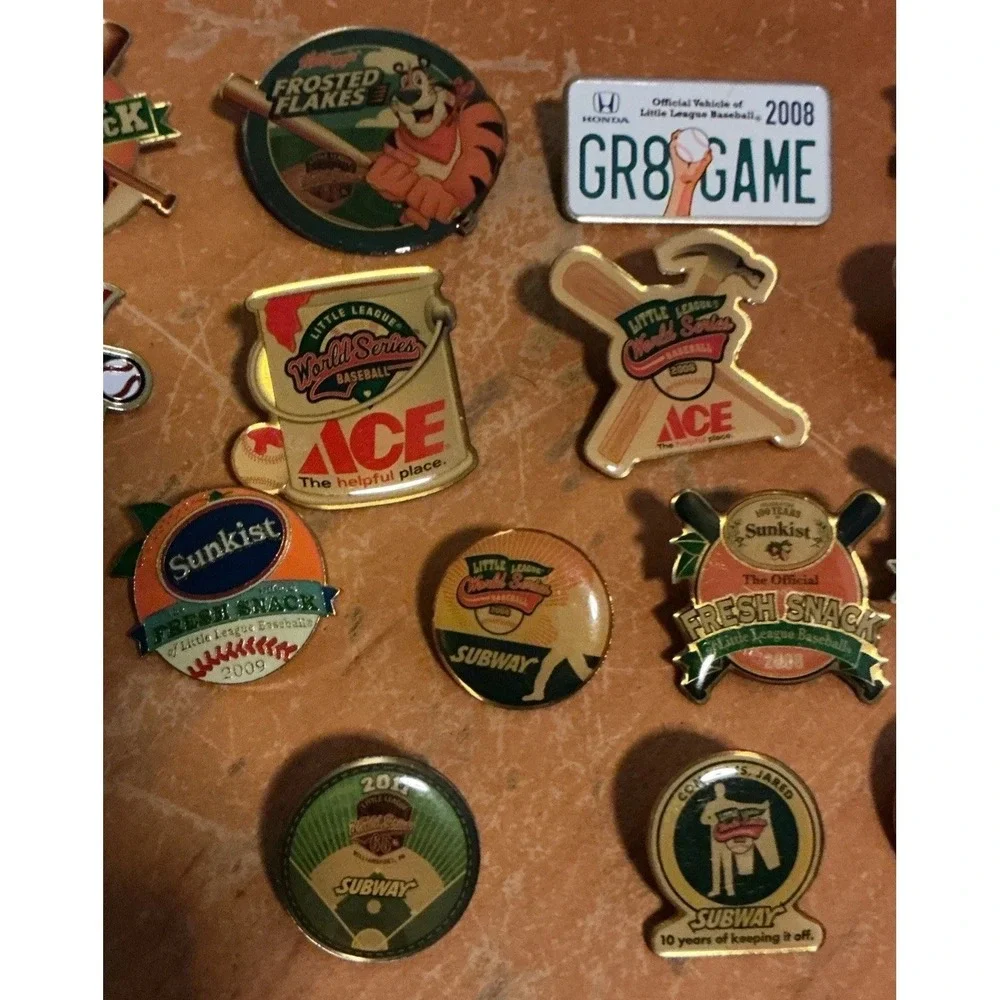 Lot Of 21 Little League World Series Baseball Pins 2004-2012, Sunkist,‎ Subway….